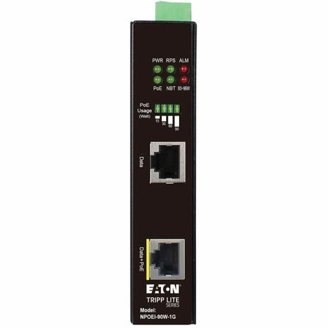 Eaton Tripp Lite Series Industrial Gigabit Ethernet PoE injector, 90W PoE++, 802.3bt, Midspan, -40? to +75?, IP30 housing, Dual 24-57VDC , DIN rail, 1 Port, TAA