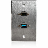 Comprehensive HDMI and USB-A 3.0 Pass-Through Single Gang Aluminum Wall Plate With Pigtail