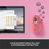 Logitech POP Mouse, Wireless Mouse with Customizable Emojis, SilentTouch Technology, Precision/Speed Scroll, Rose
