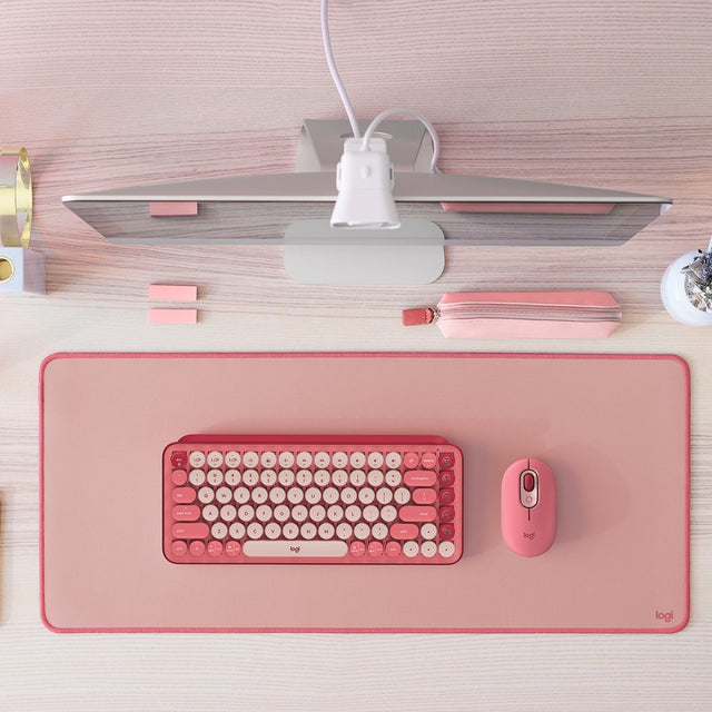 Logitech Desk Mat - Studio Series, Multifunctional Large Desk Pad, Anti-slip Base, Spill-resistant Durable Design, Darker Rose