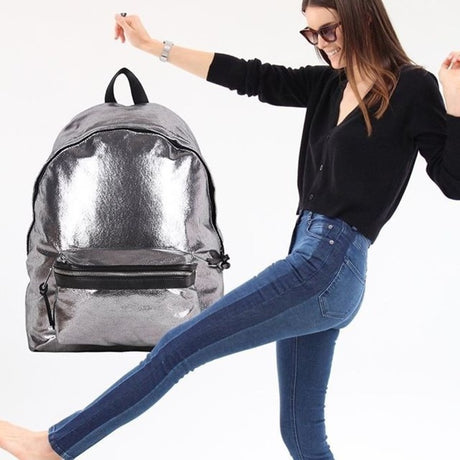 Francine Collection Napoli Carrying Case (Backpack) for 14" Notebook - Metallic Silver