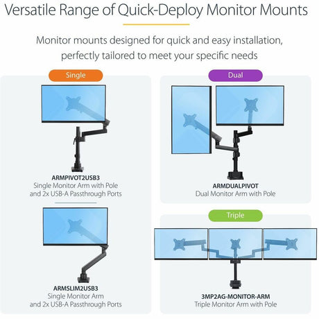 StarTech.com Desk Mount Dual Monitor Arm, Height Adjustable Monitor Mount for 2x VESA Displays up to 32" (17.6lb/8kg), Mechanical Spring