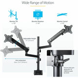 StarTech.com Desk Mount Dual Monitor Arm, Height Adjustable Monitor Mount for 2x VESA Displays up to 32" (17.6lb/8kg), Mechanical Spring