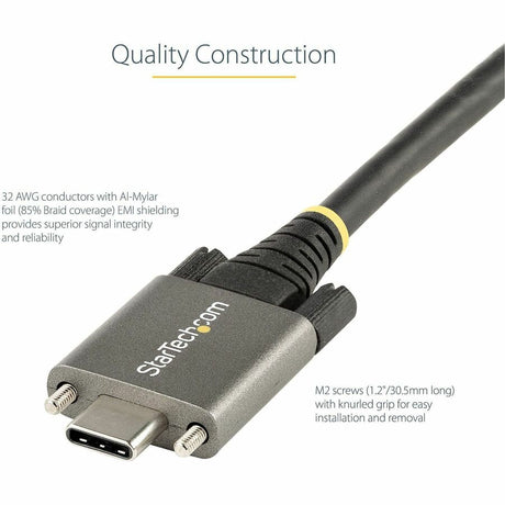 StarTech.com 3ft 1m Side Screw Locking USB C Cable 10Gbps, USB 3.1 Type-C Cable, 5A/100W PD, DP Alt Mode, Dual Screw Lock USB-C Cord