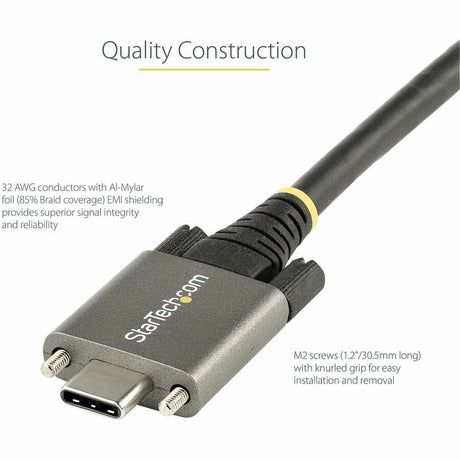 StarTech.com 20" 50cm Side Screw Locking USB C Cable 10Gbps, USB 3.1 Type-C Cable, 5A/100W PD, DP Alt Mode, Dual Screw Lock USB-C Cord