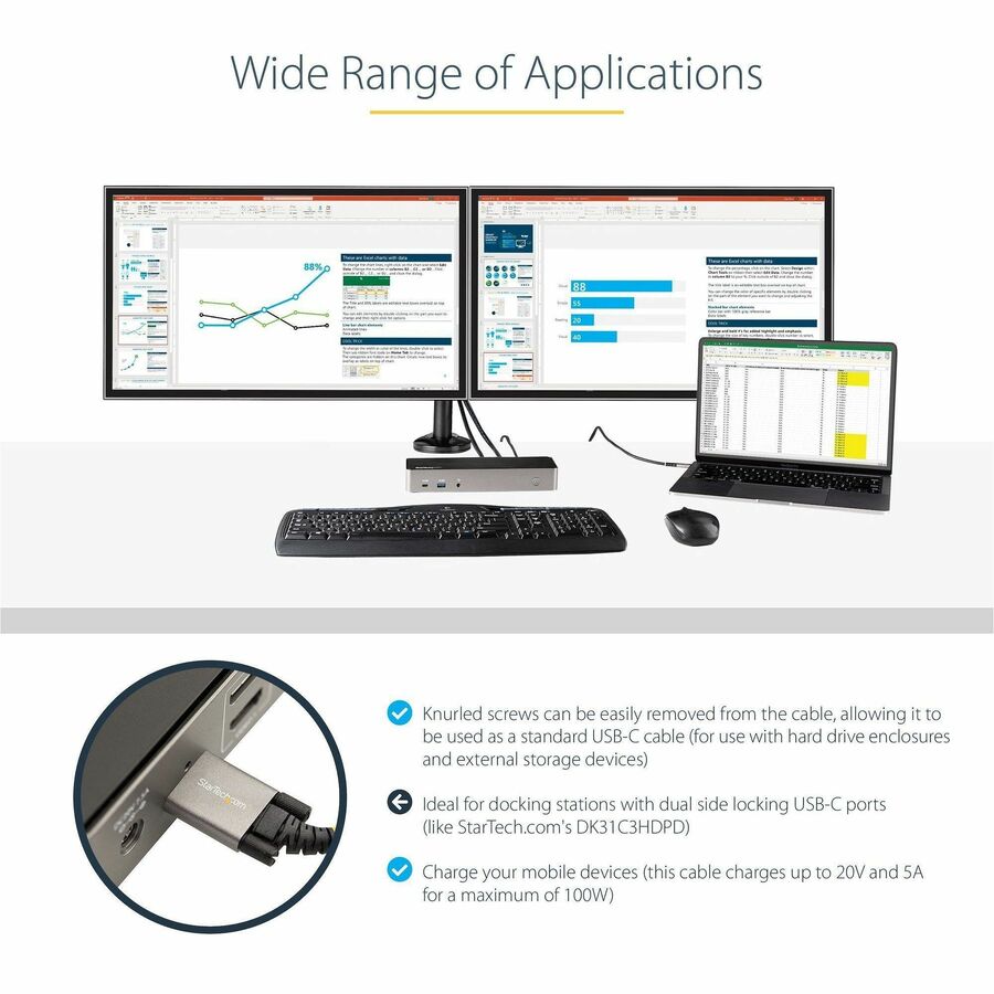 1.6FT LOCKNG USB C CBLE 100W PD