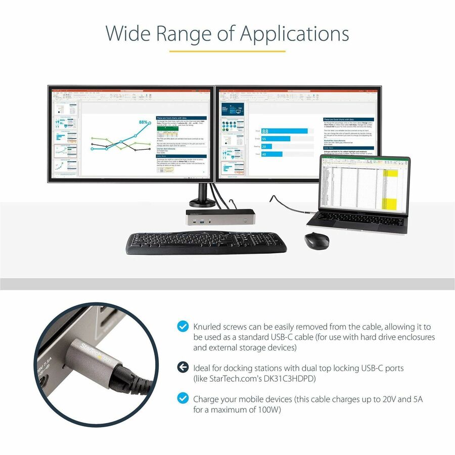 3FT LOCKING USB C CABLE 100W PD