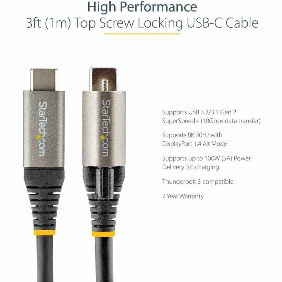 3FT LOCKING USB C CABLE 100W PD