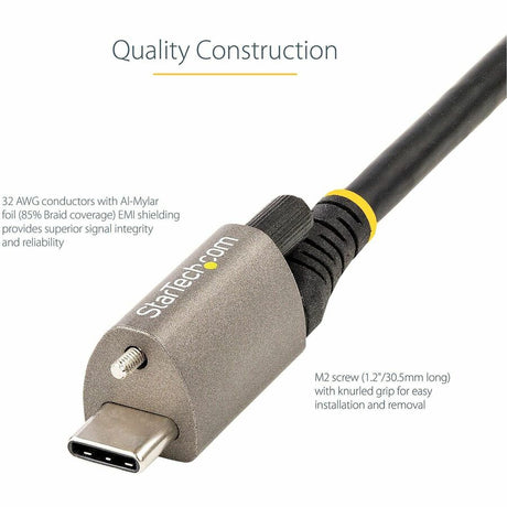 StarTech.com 20in 50cm Top Single Screw Locking USB C Cable 10Gbps, USB 3.1 Type-C Cable, 5A/100W PD, DP Alt Mode, USB-C to C Cord