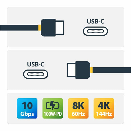 StarTech.com 3ft 1m USB C Cable 10Gbps, USB-IF Certified USB-C Cable, USB 3.1 Type-C Cable, 5A/100W PD, DP Alt Mode, USB C Cord
