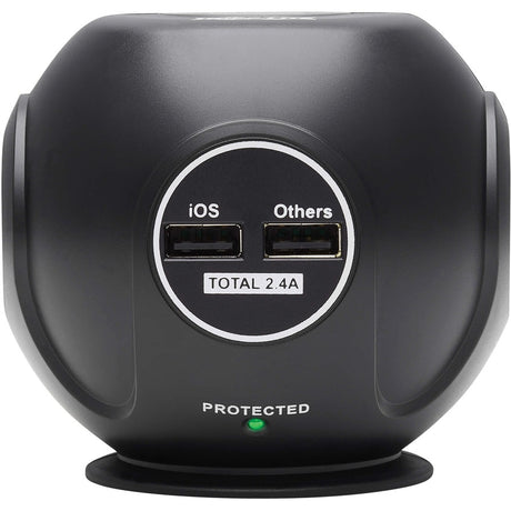 Eaton Tripp Lite Series Safe-IT 3-Outlet Spherical Surge Protector, 5-15R Outlets, 4 USB Charging Ports, 8 ft. (2.4 m) Cord, Antimicrobial Protection