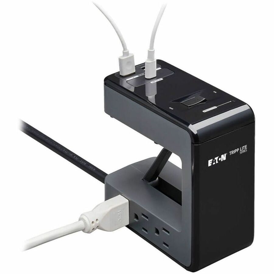 Eaton Tripp Lite Series Safe-IT 6-Outlet Clamp Surge Protector, 5-15R Outlets, 3 USB Charging Ports, 8 ft. (2.4 m) Cord, Antimicrobial Protection