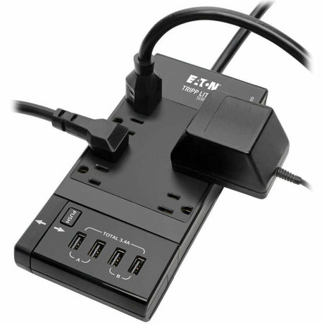 Eaton Tripp Lite Series Safe-IT 6-Outlet Surge Protector, Retractable USB Charger, 5-15R Outlets, 4 USB Charging Ports, 8 ft. (2.4 m) Cord, Antimicrobial Protection