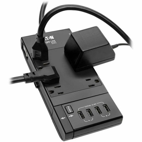 Eaton Tripp Lite Series Safe-IT 6-Outlet Surge Protector, Retractable USB Charger, 5-15R Outlets, 4 USB Charging Ports, 8 ft. (2.4 m) Cord, Antimicrobial Protection