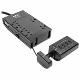 Eaton Tripp Lite Series Safe-IT 6-Outlet Surge Protector, Retractable USB Charger, 5-15R Outlets, 4 USB Charging Ports, 8 ft. (2.4 m) Cord, Antimicrobial Protection