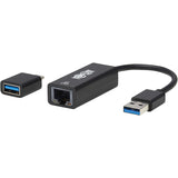 Eaton Tripp Lite Series USB-C, USB-A to RJ45 Gigabit Ethernet Network Adapter (2xM/F), USB 3.2 Gen 1, Black
