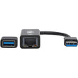 Eaton Tripp Lite Series USB-C, USB-A to RJ45 Gigabit Ethernet Network Adapter (2xM/F), USB 3.2 Gen 1, Black