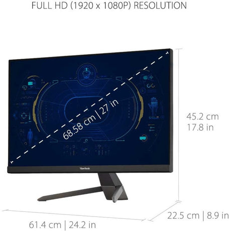 ViewSonic VX2767-MHD 27 Inch 1080p Gaming Monitor with 100Hz, 1ms, Ultra-Thin Bezels, FreeSync, Eye Care, HDMI, VGA, and DP