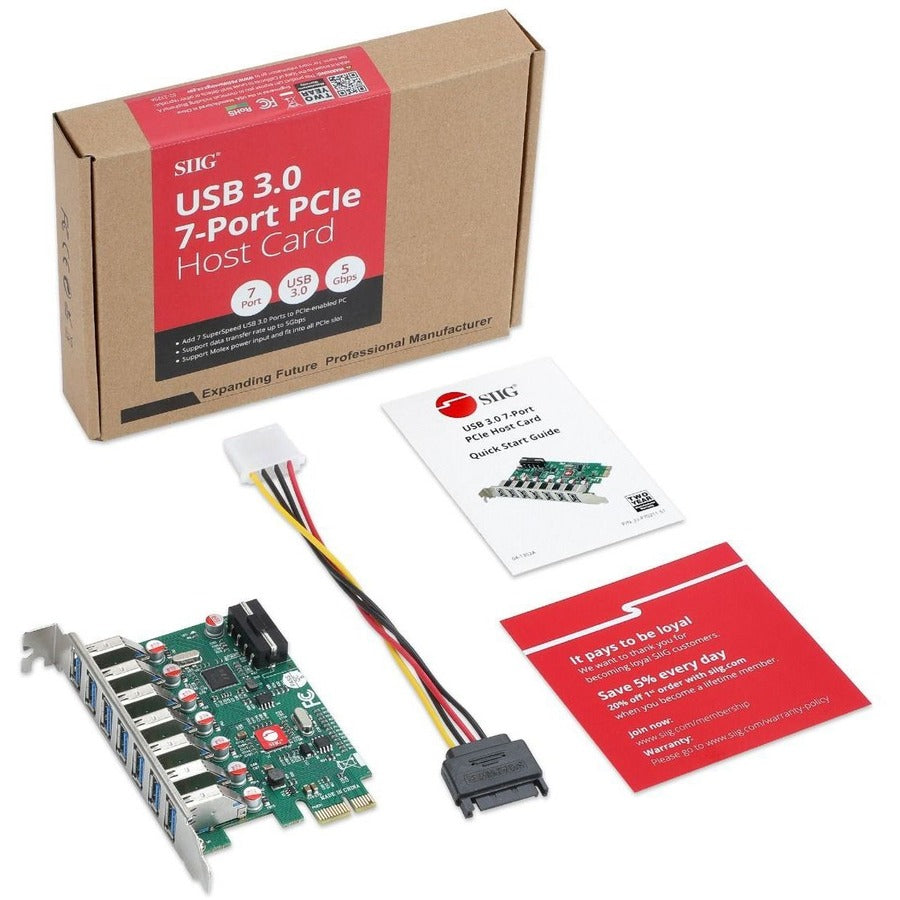 SIIG USB 3.0 7 Port PCIe Host Card - UASP Mode
