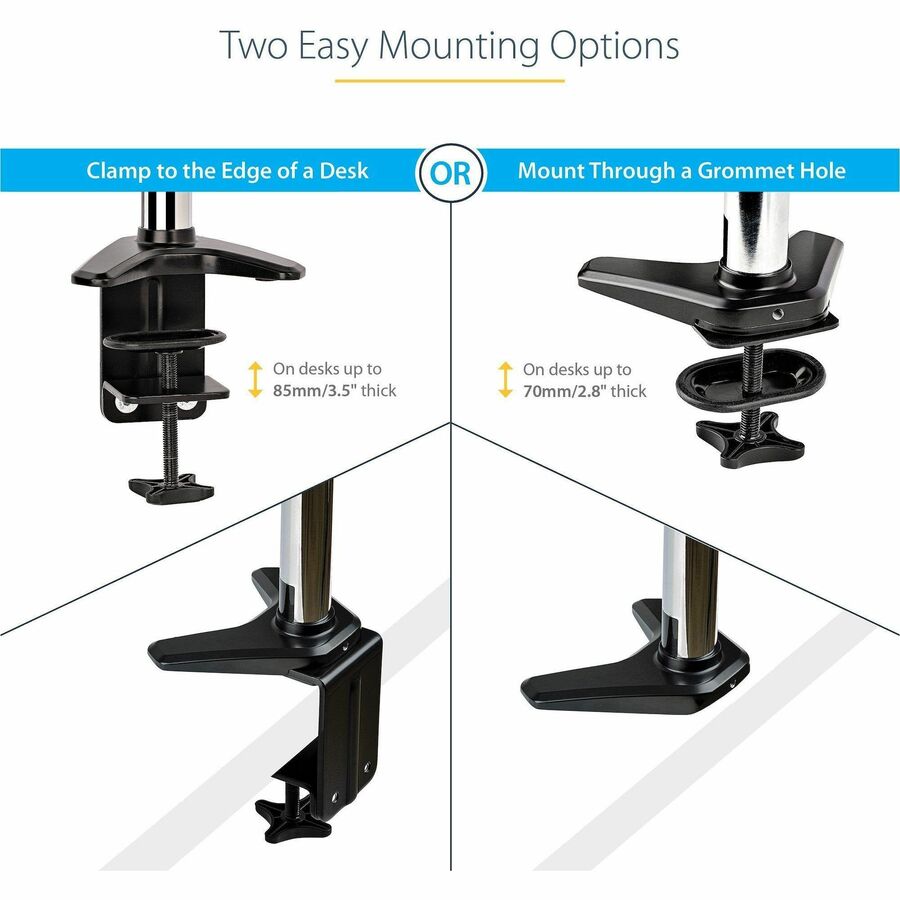 StarTech.com Desk Mount Monitor Arm for Single VESA Display 49"(17.6lb/8kg), Full Motion Articulating & Height Adjustable, C-Clamp/Grommet