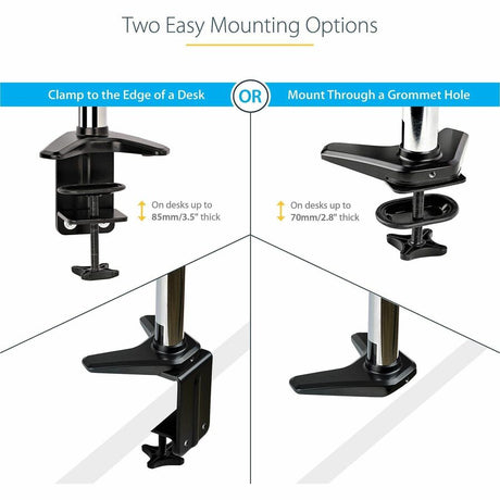 StarTech.com Desk Mount Monitor Arm for Single VESA Display 49"(17.6lb/8kg), Full Motion Articulating & Height Adjustable, C-Clamp/Grommet