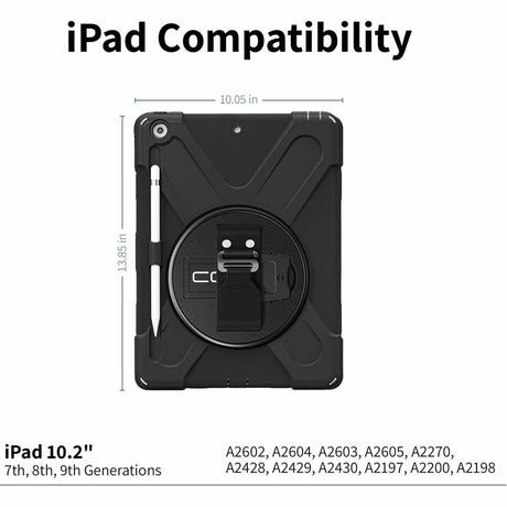 CODi Rugged Carrying Case for 10.2" Apple iPad (Gen 7, 8, 9) Tablet - Black