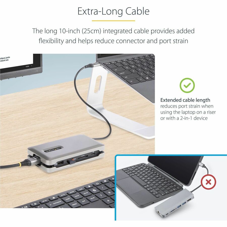 StarTech.com USB C Multiport Adapter, USB C to 4K 60Hz HDMI 2.0, 2-Port 10Gbps USB Hub, 100W Power Delivery Pass-through, GbE, SD/MicroSD