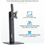 StarTech.com Free Standing Single Monitor Mount, Height Adjustable Ergonomic Monitor Desk Stand, For VESA Mount Displays up to 32" (15lb)