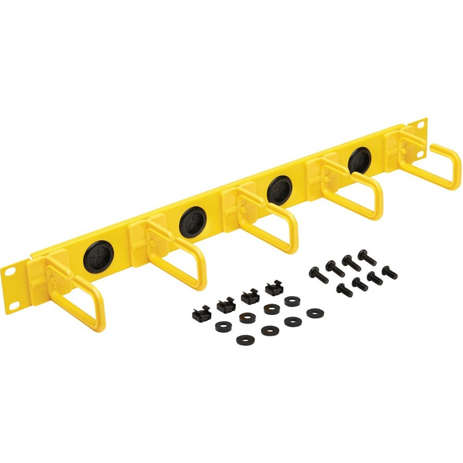 Eaton Tripp Lite Series Horizontal Cable Manager - Flexible Rings, Yellow, 1U