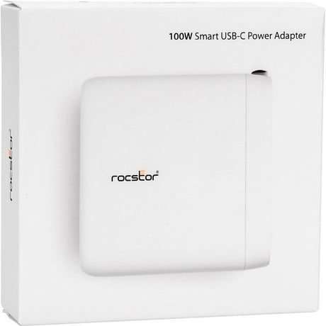 Rocstor 100W Smart USB-C Power Adapter - A/C Charger for Apple&reg; MacBook&reg;, MacBook Air&reg;, MacBook Pro&reg; 13" (61W), MacBook Pro&reg; 14" (67W), MacBook Pro&reg; 15.6" (87W), MacBook Pro&reg; 16" (96W) with USB=C, Chromebook&reg;, HP&reg;, Dell