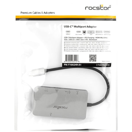 Rocstor Premium USB-C Multiport Adapter + PD Charging