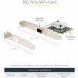 StarTech.com 10G PCIe SFP+ Card, Single SFP+ Port Network Adapter, Open SFP+ for MSA-Compliant Modules/Cables, 10 Gigabit PCIe NIC Card