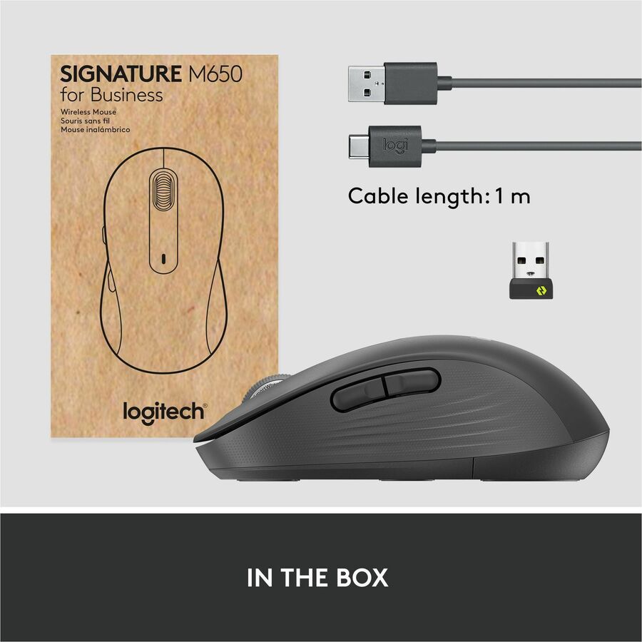 Logitech Signature M650 for Business Wireless Mouse, For Small to Medium Sized Hands, Logi Bolt, Graphite