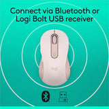 Logitech Signature M650 Wireless Mouse - For Small to Medium Sized Hands, 2-Year Battery, Silent Clicks, Rose