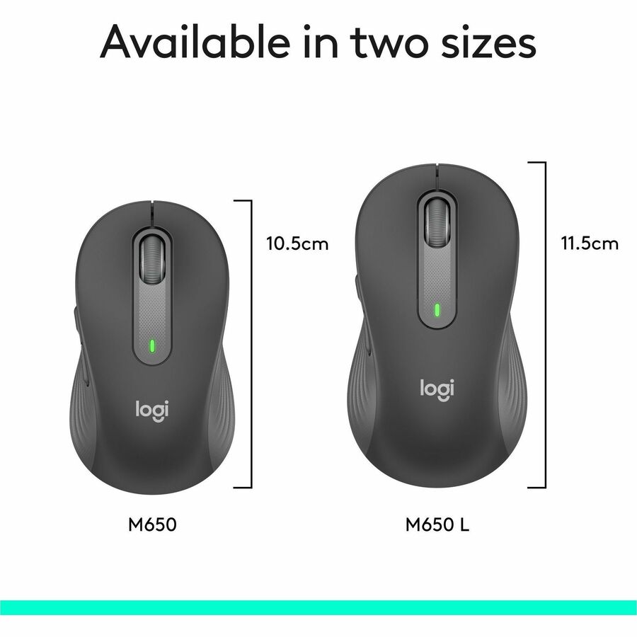 Logitech Signature M650 L Full Size Wireless Mouse - For Large Sized Hands, 2-Year Battery, Silent Clicks, Graphite