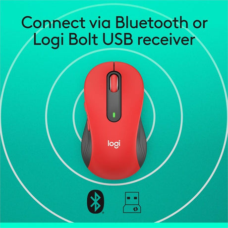 Logitech Signature M650 L Full Size Wireless Mouse - For Large Sized Hands, 2-Year Battery, Silent Clicks, Bluetooth, Red