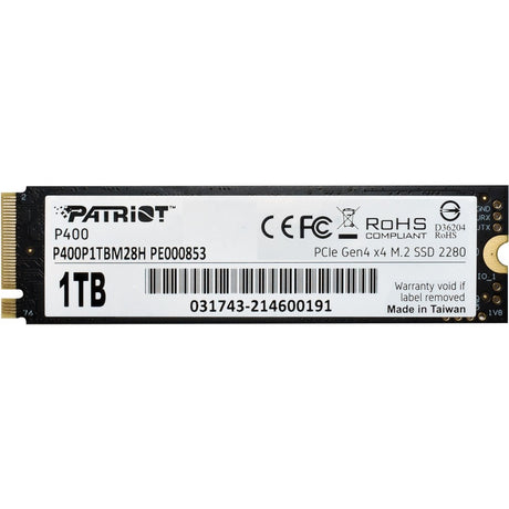 Patriot Memory P400 1 TB Solid State Drive - M.2 2280 Internal - PCI Express NVMe (PCI Express NVMe 4.0 x4)