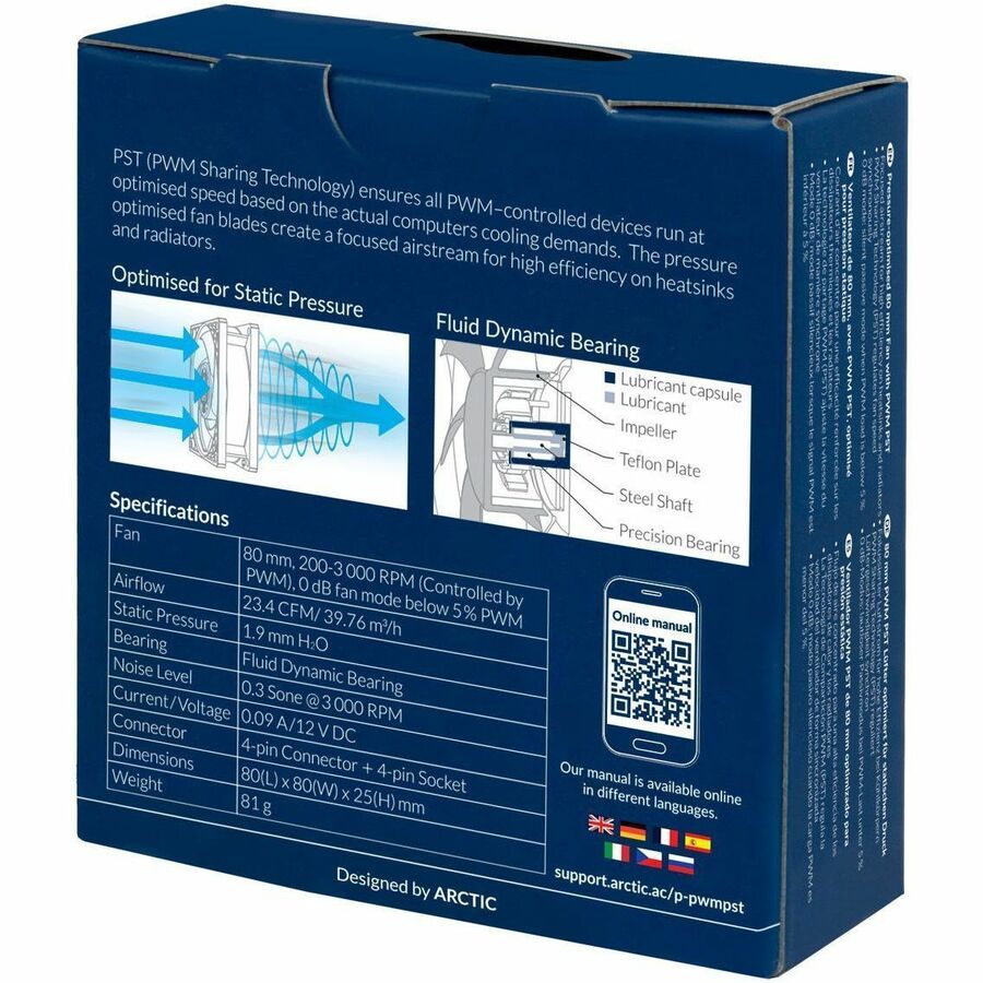 Arctic P8 PWM PST Cooling Fan - 1 Pack