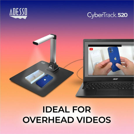 Adesso 5 Megapixel Fixed-Focus A4 Document Camera Scanner with OCR Text Recognition