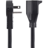 StarTech.com 10ft Power Extension Cord, Rotating Flat Plug Extension Cord, NEMA 5-15P to NEMA 5-15R Cable, 16 AWG, 125V/15A, UL Certified