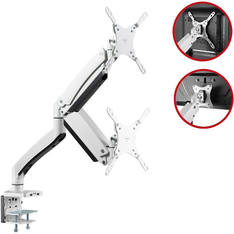 SIIG Single Monitor Gas Spring Aluminum Desk Monitor Arm with USB and Audio Ports - 17" to 49"