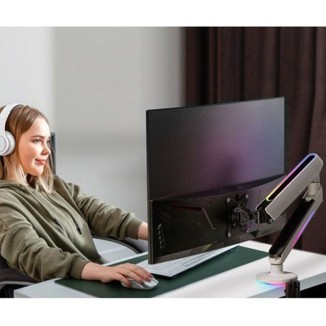 SIIG Premium Single Monitor Arm Desk Mount with Gaming RGB Lighting