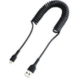 StarTech.com 1m (3ft) USB to Lightning Cable, MFi Certified, Coiled iPhone Charger Cable, Black, Durable TPE Jacket Aramid Fiber