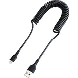 StarTech.com 1m (3ft) USB to Lightning Cable, MFi Certified, Coiled iPhone Charger Cable, Black, Durable TPE Jacket Aramid Fiber