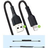 StarTech.com 1m (3ft) USB to Lightning Cable, MFi Certified, Coiled iPhone Charger Cable, Black, Durable TPE Jacket Aramid Fiber