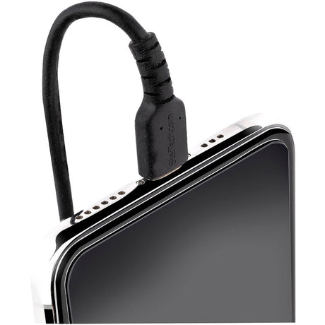 StarTech.com 1m (3ft) USB to Lightning Cable, MFi Certified, Coiled iPhone Charger Cable, Black, Durable TPE Jacket Aramid Fiber