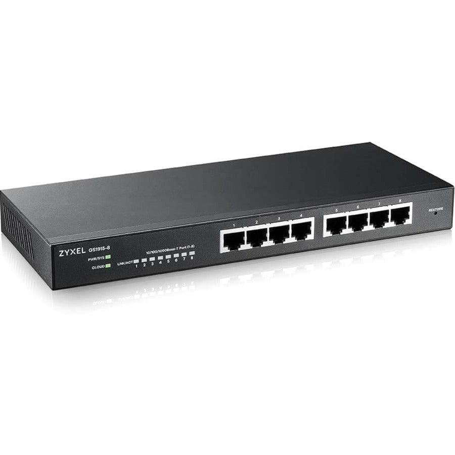 ZYXEL GS1915-8 8-Port Gigabit Smart Nebula Cloud Managed Switch (Compact Design) | Fanless