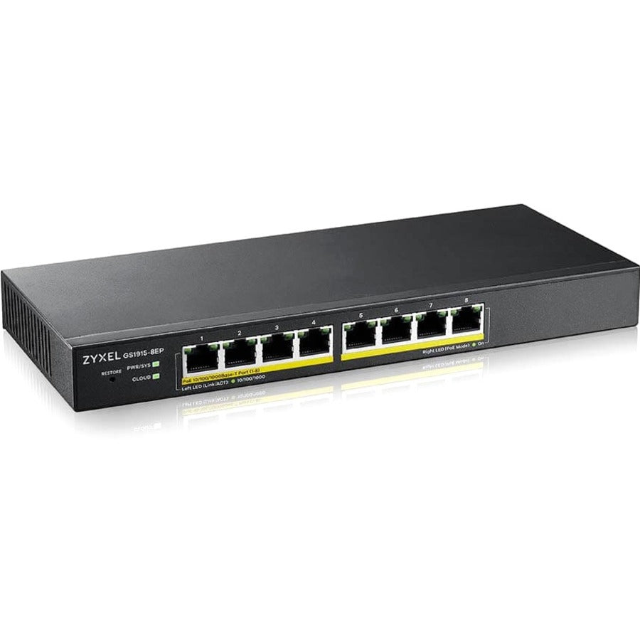 ZYXEL GS1915-8EP 8-Port Gigabit Smart Nebula Cloud Managed PoE Switch | 8 PoE+ Ports at 60W