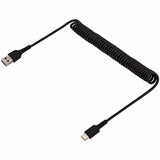 StarTech.com 3ft (1m) USB A to C Charging Cable, Coiled Heavy Duty USB 2.0 A to Type-C, Durable Fast Charge & Sync USB-C Cable, Black, M/M