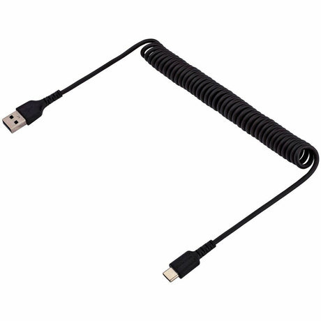 StarTech.com 3ft (1m) USB A to C Charging Cable, Coiled Heavy Duty USB 2.0 A to Type-C, Durable Fast Charge & Sync USB-C Cable, Black, M/M
